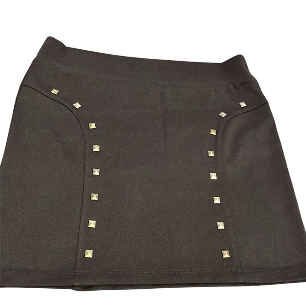 Charlotte Russe Studded Black Wide Waistband Mini Skirt Size L